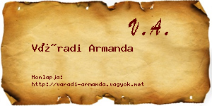 Váradi Armanda névjegykártya